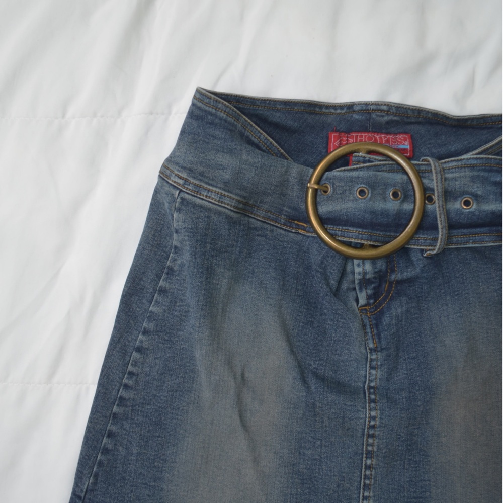 VINTAGE HOT KISS DENIM BELT SKIRT